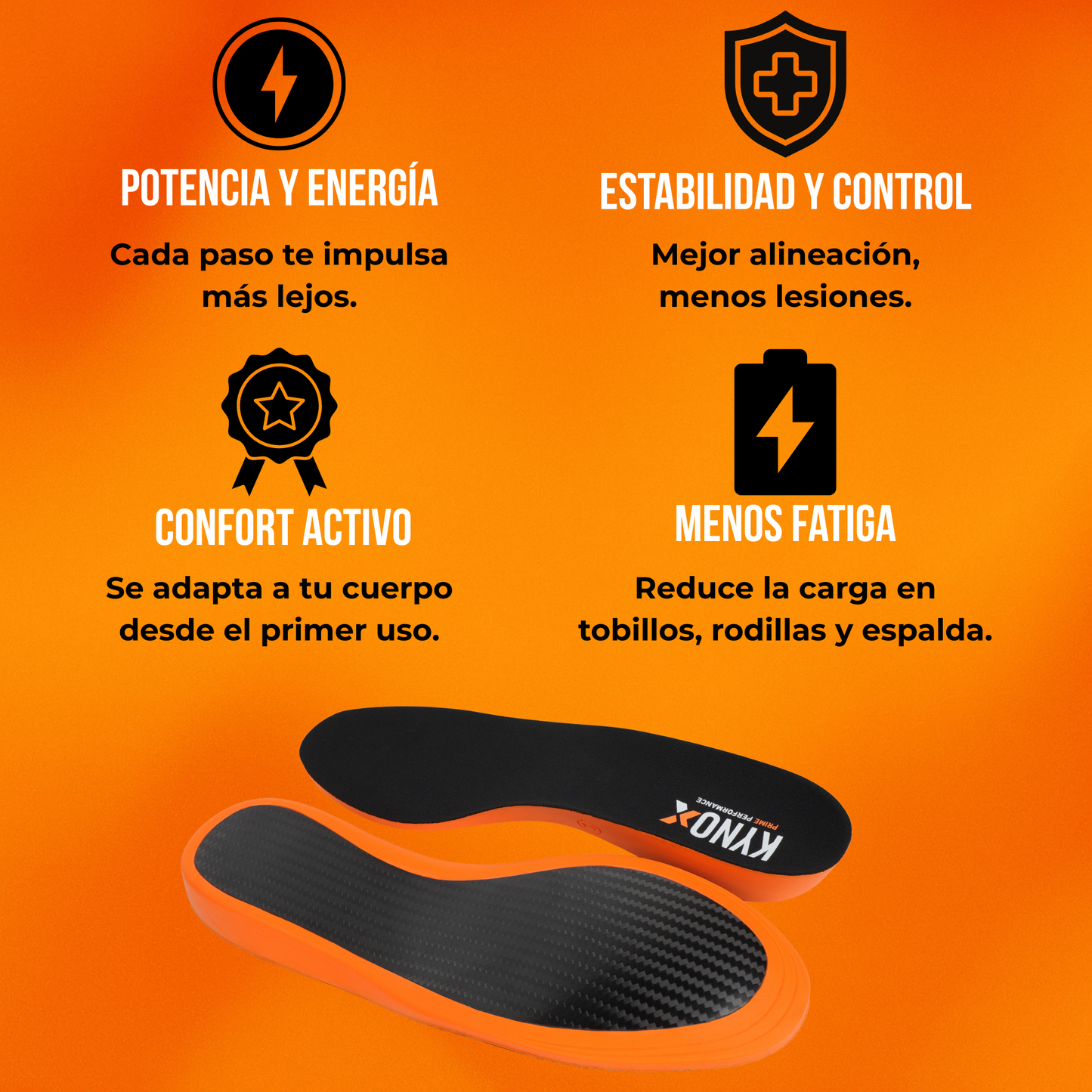 Kynox Prime Performance – Plantillas Deportivas de Fibra de Carbono