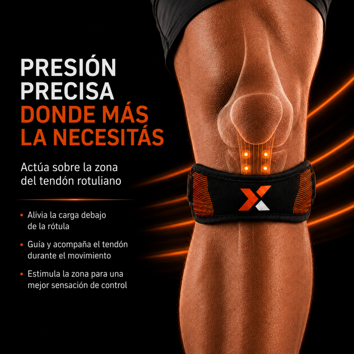 Banda Rotuliana Deportiva KYNOX FLEX para aliviar el dolor de rodilla