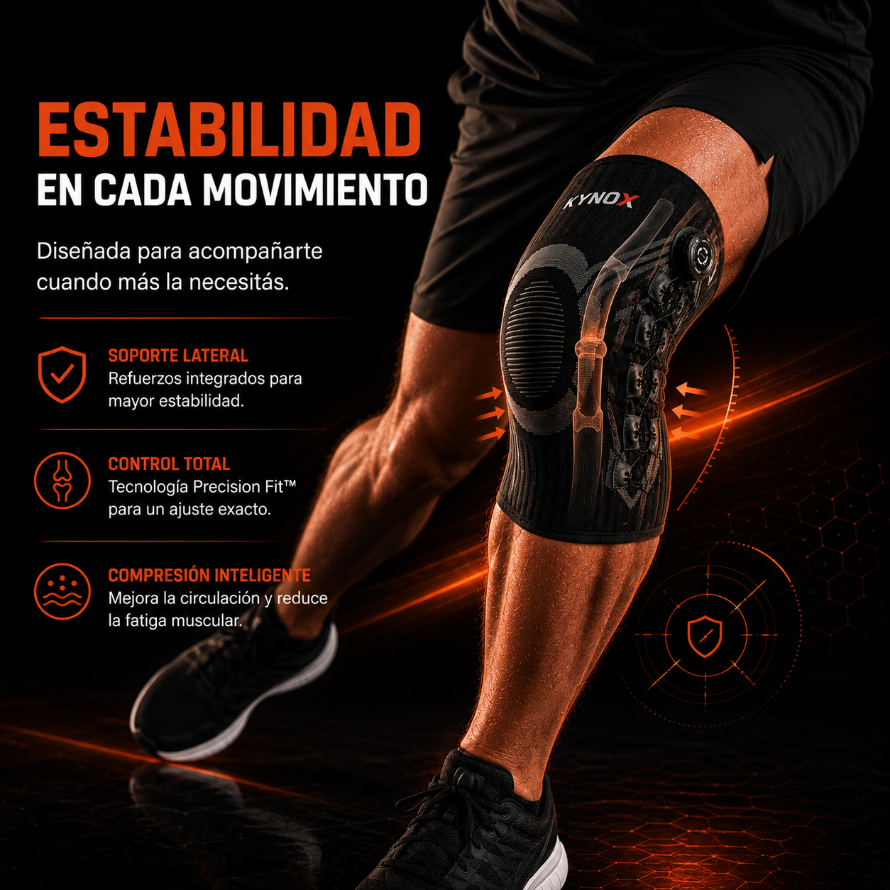 Rodillera Deportiva KYNOX FIT 360 con Ajuste de Precisión