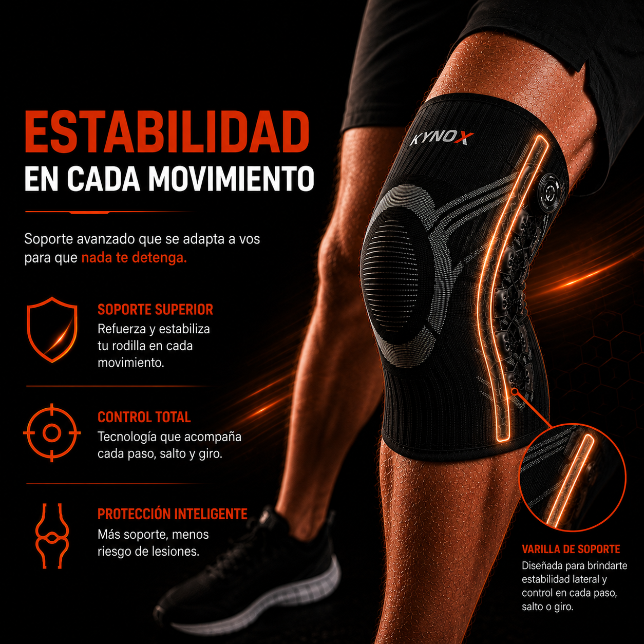 Rodillera Deportiva KYNOX FIT 360 con Ajuste de Precisión