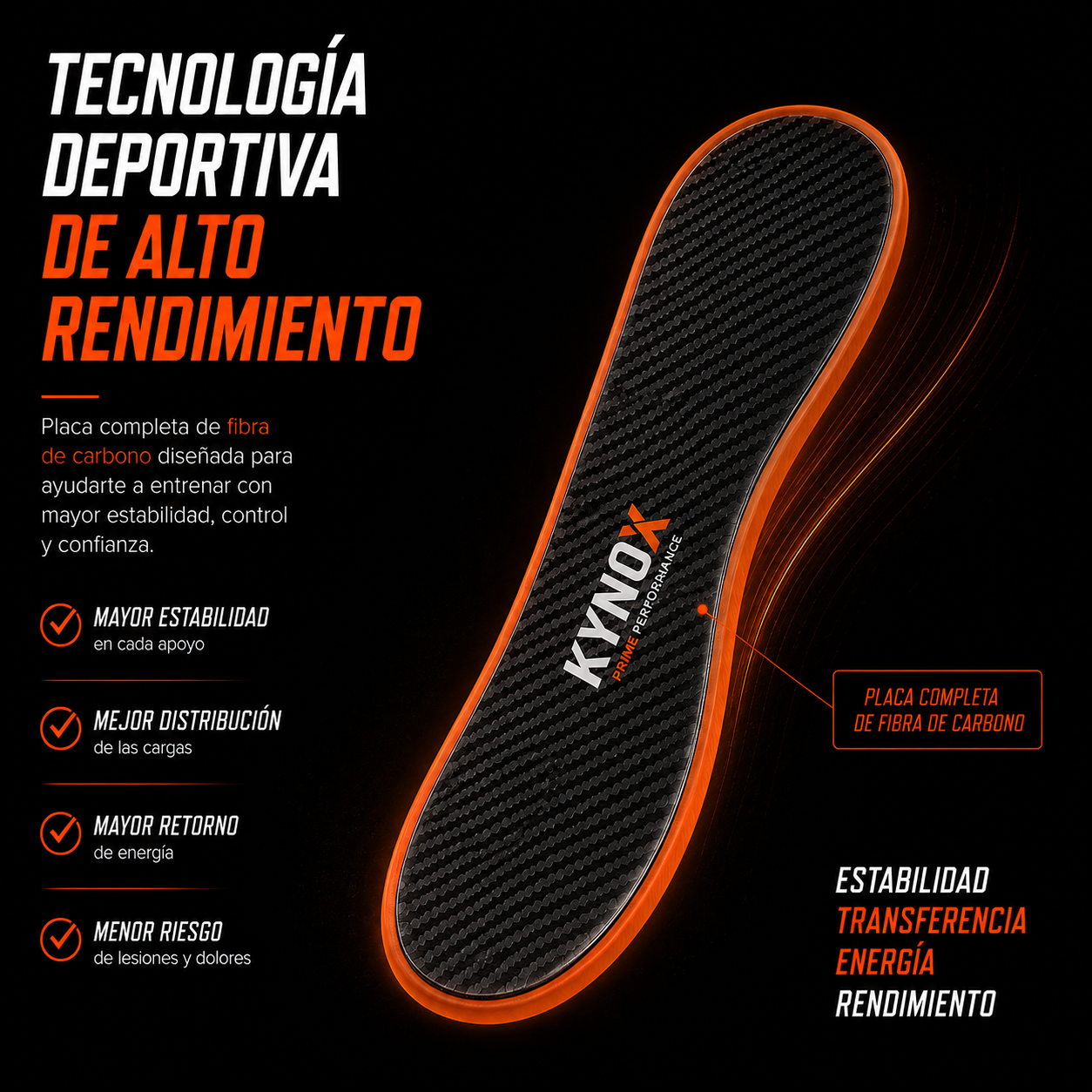 Plantillas Deportivas de Fibra de Carbono KYNOX PRIME PERFORMANCE